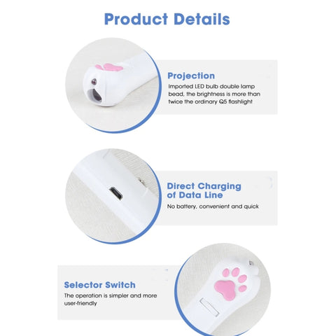 Pet Projection Toy USB Rechargeable LED Pattern Projector Cat Teaser Interactive Toys, A Type-Red Laser+ Green Light, B Type-Red Laser+ Red Light, C Type-UV Light+Green Light, D Type -UV Light+Red Light