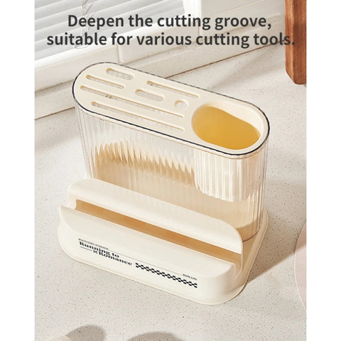 Cream Style Kitchen Storage Rack Knife Holder Chopping Board, Pot Lid Rack, Knife Rack, 2 In 1