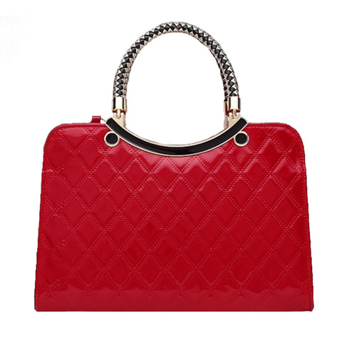 Large capacity PU Leather Diamond Pattern Ladies Handbag with Hanging Ornaments