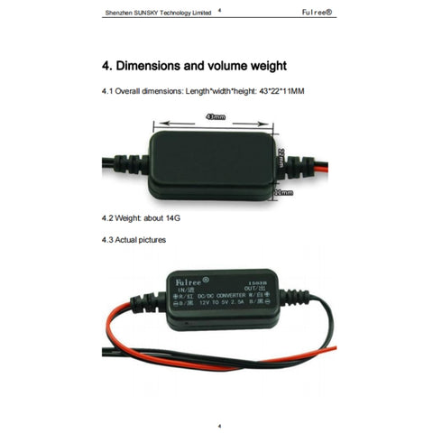 Vehicle Power Supply DC Ultra Thin Step-Down Power Converter, Fulree 12V To 3.3V 2.5A, Fulree 12V To 4.2V 2.5A, Fulree 12V To 5V 2.5A, Fulree 12V To 6V 2.5A, Fulree 12V To 7.5V 2.5A, Fulree 12V To 9V 1A