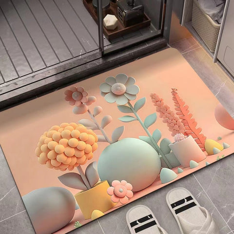 3D Oil Painting Diatom Mud Absorbent Floor Mat Non-slip Carpet, 40 x 60cm, 50 x 80cm