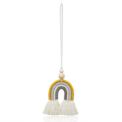 Hand-woven Wood Beads Cotton Rope Rainbow Car Aromatherapy Pendant