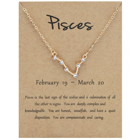 12 Zodiac Signs With Diamonds Necklace Card Rhinestones Collarbone Chain Pendant, Scorpio Golden, Sagittarius Golden, Capricorn Golden, Taurus Golden, Pisces Golden, Leo Golden, Libra Golden, Cancer Golden, Aquarius Golden, Virgo Golden, Aries Golden  ...