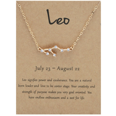 12 Zodiac Signs With Diamonds Necklace Card Rhinestones Collarbone Chain Pendant, Scorpio Golden, Sagittarius Golden, Capricorn Golden, Taurus Golden, Pisces Golden, Leo Golden, Libra Golden, Cancer Golden, Aquarius Golden, Virgo Golden, Aries Golden  ...