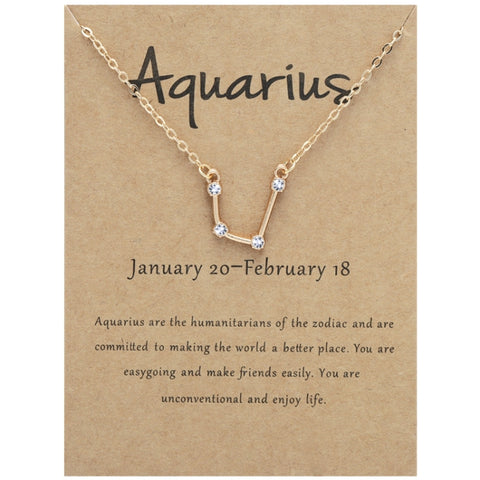 12 Zodiac Signs With Diamonds Necklace Card Rhinestones Collarbone Chain Pendant, Scorpio Golden, Sagittarius Golden, Capricorn Golden, Taurus Golden, Pisces Golden, Leo Golden, Libra Golden, Cancer Golden, Aquarius Golden, Virgo Golden, Aries Golden  ...