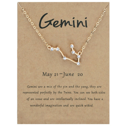 12 Zodiac Signs With Diamonds Necklace Card Rhinestones Collarbone Chain Pendant, Scorpio Golden, Sagittarius Golden, Capricorn Golden, Taurus Golden, Pisces Golden, Leo Golden, Libra Golden, Cancer Golden, Aquarius Golden, Virgo Golden, Aries Golden  ...
