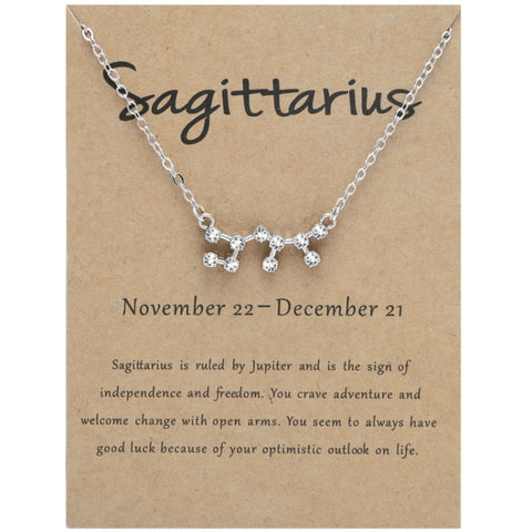 12 Zodiac Signs With Diamonds Necklace Card Rhinestones Collarbone Chain Pendant, Scorpio Golden, Sagittarius Golden, Capricorn Golden, Taurus Golden, Pisces Golden, Leo Golden, Libra Golden, Cancer Golden, Aquarius Golden, Virgo Golden, Aries Golden  ...