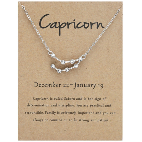 12 Zodiac Signs With Diamonds Necklace Card Rhinestones Collarbone Chain Pendant, Scorpio Golden, Sagittarius Golden, Capricorn Golden, Taurus Golden, Pisces Golden, Leo Golden, Libra Golden, Cancer Golden, Aquarius Golden, Virgo Golden, Aries Golden  ...