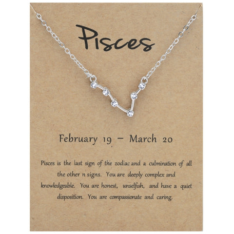 12 Zodiac Signs With Diamonds Necklace Card Rhinestones Collarbone Chain Pendant, Scorpio Golden, Sagittarius Golden, Capricorn Golden, Taurus Golden, Pisces Golden, Leo Golden, Libra Golden, Cancer Golden, Aquarius Golden, Virgo Golden, Aries Golden  ...