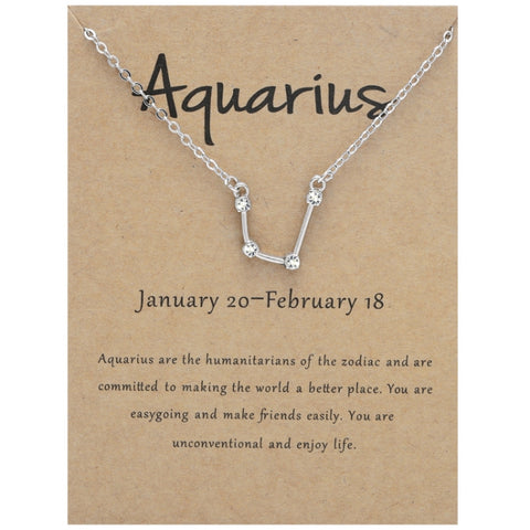 12 Zodiac Signs With Diamonds Necklace Card Rhinestones Collarbone Chain Pendant, Scorpio Golden, Sagittarius Golden, Capricorn Golden, Taurus Golden, Pisces Golden, Leo Golden, Libra Golden, Cancer Golden, Aquarius Golden, Virgo Golden, Aries Golden  ...
