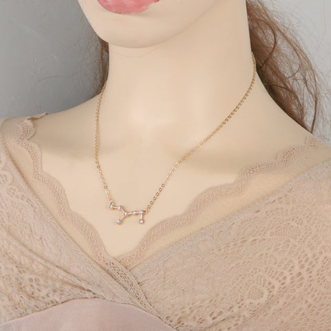 12 Zodiac Signs With Diamonds Necklace Card Rhinestones Collarbone Chain Pendant, Scorpio Golden, Sagittarius Golden, Capricorn Golden, Taurus Golden, Pisces Golden, Leo Golden, Libra Golden, Cancer Golden, Aquarius Golden, Virgo Golden, Aries Golden  ...