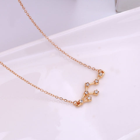 12 Zodiac Signs With Diamonds Necklace Card Rhinestones Collarbone Chain Pendant, Scorpio Golden, Sagittarius Golden, Capricorn Golden, Taurus Golden, Pisces Golden, Leo Golden, Libra Golden, Cancer Golden, Aquarius Golden, Virgo Golden, Aries Golden  ...