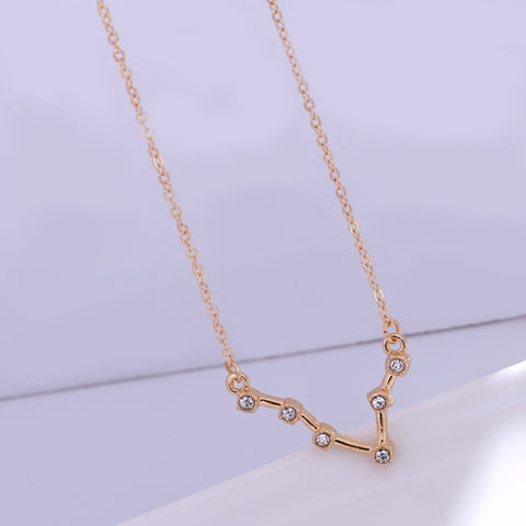 12 Zodiac Signs With Diamonds Necklace Card Rhinestones Collarbone Chain Pendant, Scorpio Golden, Sagittarius Golden, Capricorn Golden, Taurus Golden, Pisces Golden, Leo Golden, Libra Golden, Cancer Golden, Aquarius Golden, Virgo Golden, Aries Golden  ...