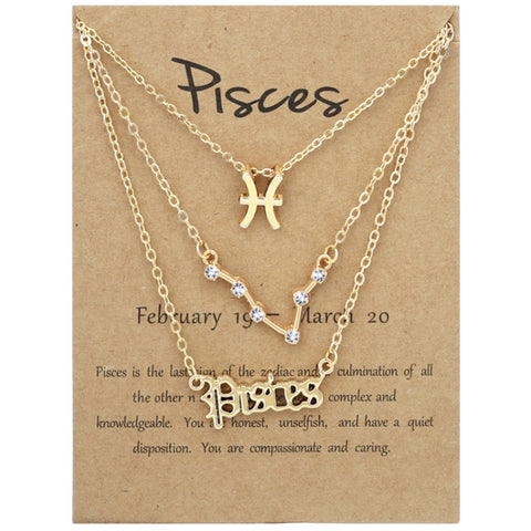 3 In 1 12 Zodiac Signs Necklace Set Retro Alphabet Symbols With Diamonds Jewelry Set, Scorpion Golden, Sagittarius Golden, Capricorn Golden, Taurus Golden, Pisces Golden, Leo Golden, Libra Golden, Cancer Golden, Aquarius Golden, Virgo Golden, Aries Gol...