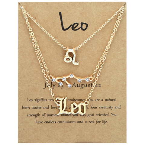 3 In 1 12 Zodiac Signs Necklace Set Retro Alphabet Symbols With Diamonds Jewelry Set, Scorpion Golden, Sagittarius Golden, Capricorn Golden, Taurus Golden, Pisces Golden, Leo Golden, Libra Golden, Cancer Golden, Aquarius Golden, Virgo Golden, Aries Gol...