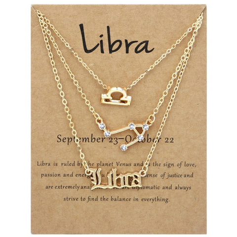3 In 1 12 Zodiac Signs Necklace Set Retro Alphabet Symbols With Diamonds Jewelry Set, Scorpion Golden, Sagittarius Golden, Capricorn Golden, Taurus Golden, Pisces Golden, Leo Golden, Libra Golden, Cancer Golden, Aquarius Golden, Virgo Golden, Aries Gol...