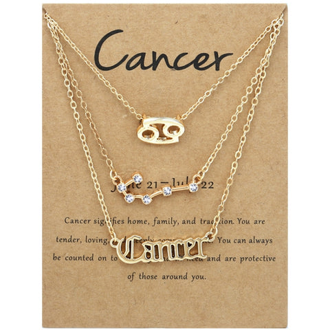 3 In 1 12 Zodiac Signs Necklace Set Retro Alphabet Symbols With Diamonds Jewelry Set, Scorpion Golden, Sagittarius Golden, Capricorn Golden, Taurus Golden, Pisces Golden, Leo Golden, Libra Golden, Cancer Golden, Aquarius Golden, Virgo Golden, Aries Gol...