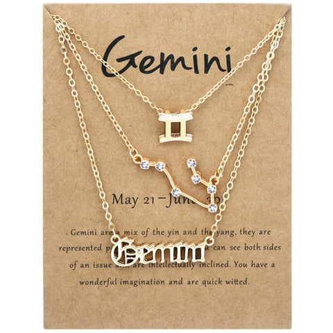 3 In 1 12 Zodiac Signs Necklace Set Retro Alphabet Symbols With Diamonds Jewelry Set, Scorpion Golden, Sagittarius Golden, Capricorn Golden, Taurus Golden, Pisces Golden, Leo Golden, Libra Golden, Cancer Golden, Aquarius Golden, Virgo Golden, Aries Gol...