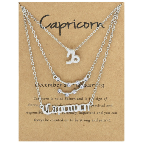 3 In 1 12 Zodiac Signs Necklace Set Retro Alphabet Symbols With Diamonds Jewelry Set, Scorpion Golden, Sagittarius Golden, Capricorn Golden, Taurus Golden, Pisces Golden, Leo Golden, Libra Golden, Cancer Golden, Aquarius Golden, Virgo Golden, Aries Gol...
