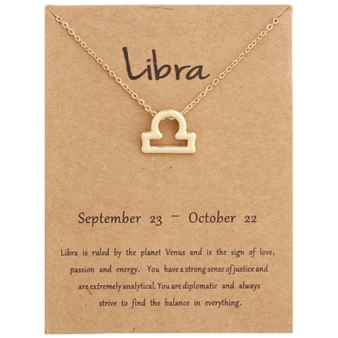 Zodiac Signs Necklace Electroplate Alloy Short Chain Jewelry, Aries Golden, Cancer Golden, Libra Golden, Virgo Golden, Leo Golden, Aquarius Golden, Pisces Golden, Taurus Golden, Capricorn Golden, Sagittarius Golden, Scorpio Golden, Gemini Golden       ...