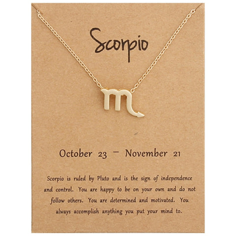 Zodiac Signs Necklace Electroplate Alloy Short Chain Jewelry, Aries Golden, Cancer Golden, Libra Golden, Virgo Golden, Leo Golden, Aquarius Golden, Pisces Golden, Taurus Golden, Capricorn Golden, Sagittarius Golden, Scorpio Golden, Gemini Golden       ...