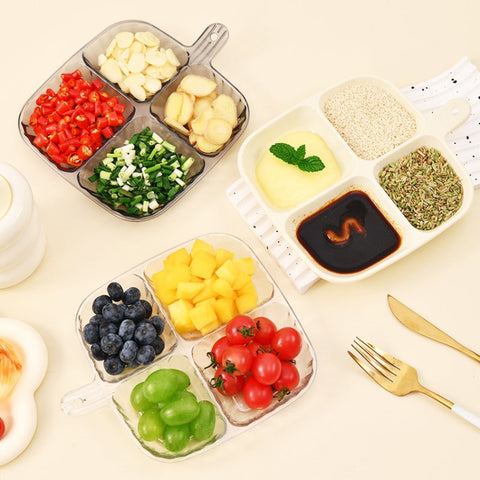 Multipurpose Quad Compartment Side Dish Kitchen Storage Spice Tray