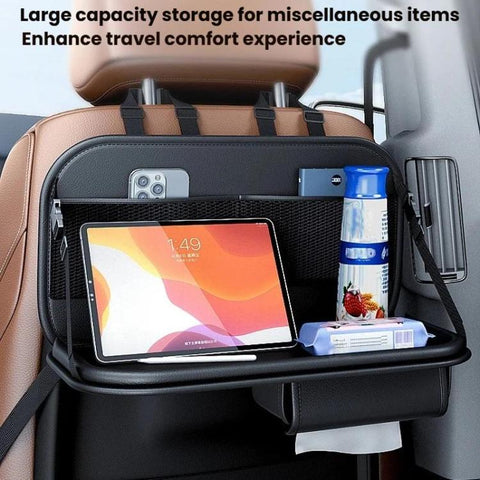 Car Rear Seat Back Storage Bag Large Capacity Foldable Chair Back Storage Pouch, Black