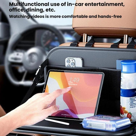 Car Rear Seat Back Storage Bag Large Capacity Foldable Chair Back Storage Pouch, Black