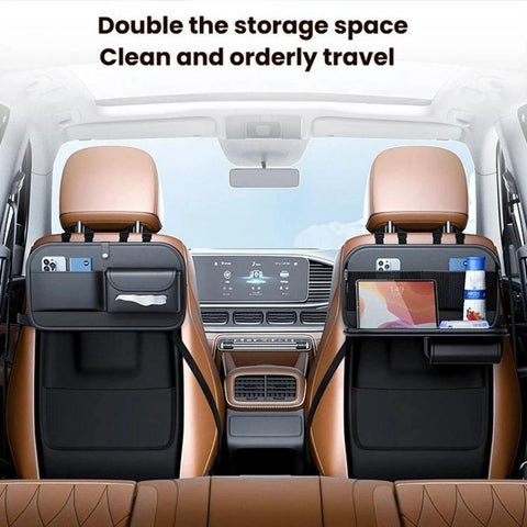 Car Rear Seat Back Storage Bag Large Capacity Foldable Chair Back Storage Pouch, Black
