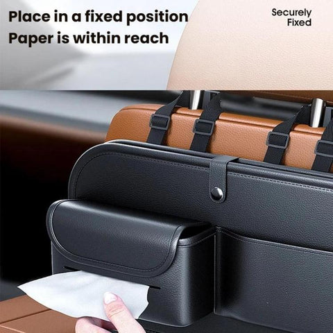 Car Rear Seat Back Storage Bag Large Capacity Foldable Chair Back Storage Pouch, Black