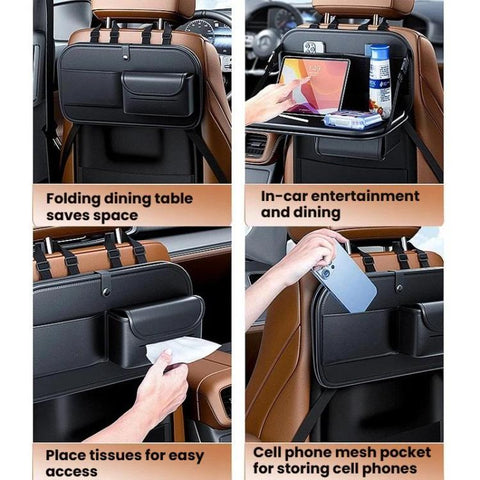 Car Rear Seat Back Storage Bag Large Capacity Foldable Chair Back Storage Pouch, Black