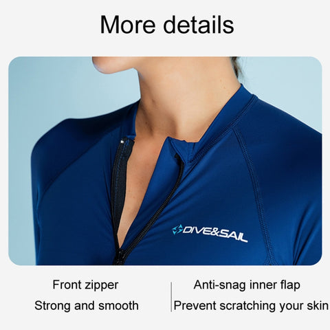 DIVE & SAIL Ladies Summer Thin Wetsuit Breathable Sunscreen Long Sleeve Quick Dry Swimsuit, S, M, L, XL, XXL