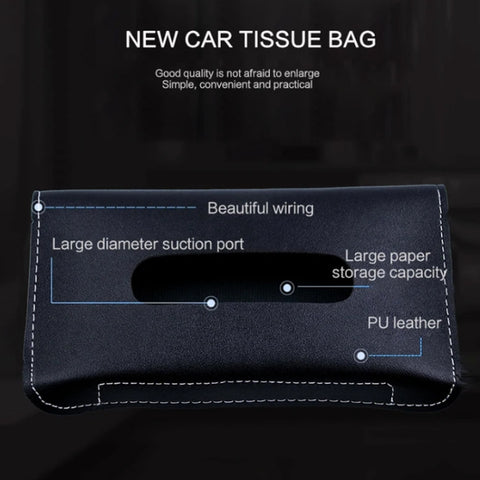 Car Armrest Box Sun Visor Hanging Leather Tissue Box, Black, Pink, Blue, Beige