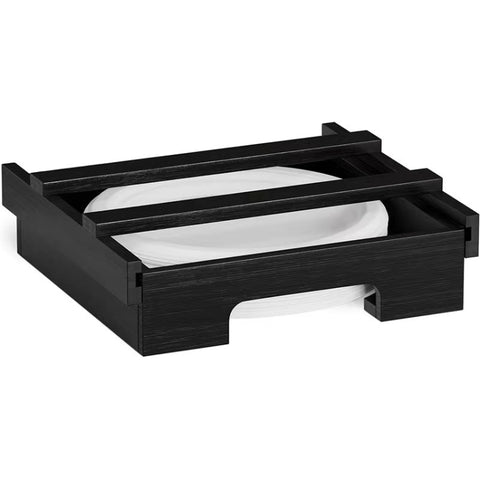 9-inch Paper Plate Dispenser Under Cabinet Bamboo Plates Holder Kitchen Storage Rack, 24 x 26.5 x 6.5