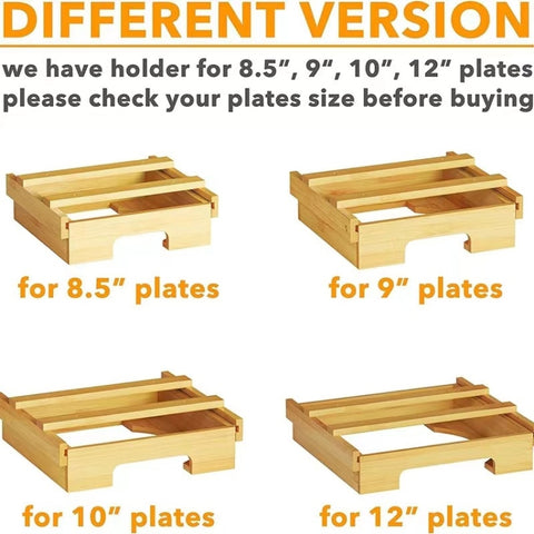 9-inch Paper Plate Dispenser Under Cabinet Bamboo Plates Holder Kitchen Storage Rack, 24 x 26.5 x 6.5