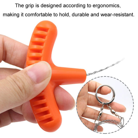 Stainless Steel Hand-pulled Wire Saw Rope Outdoor Camping Survival Equipment Saw, Orange 70cm, Black 70cm, Black 63cm, Orange 63cm