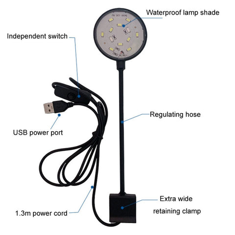 5W Fish Tank LED Clip Light USB Plug Lighting Aquarium Translucent Aquatic Plants Lamp
