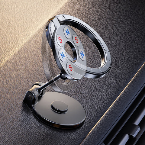 Magnetic Folding Car Phone Holder Rotatable Dashboard Stick-On Navigation Stand, D50