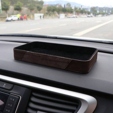 Car Multifunctional Dashboard Armrest Box Water Cup Storage Box, Large Black, Large Brown, Small Black, Small Brown