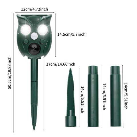 Five-Level Frequency-Adjustable Outdoor Ultrasonic Solar-Powered Animal Repellent, 709