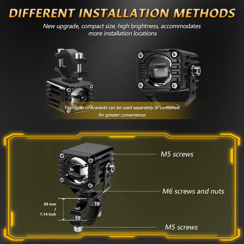 40W Motorcycle Wired Switch Integrated Waterproof Spotlight