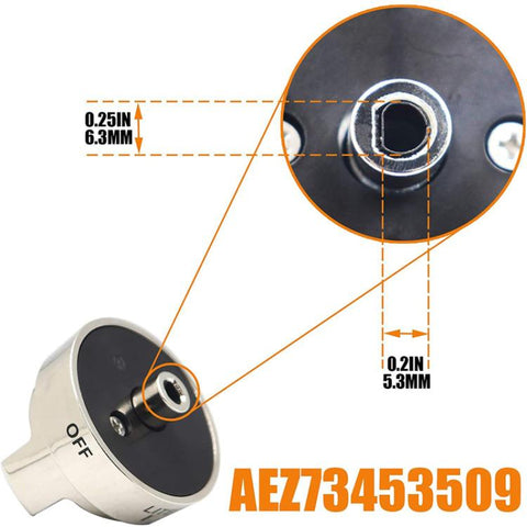 Oven Stove Knob Assembly For AEZ73453509/AEZ72909008, 1pcs 6.3mm D Shape