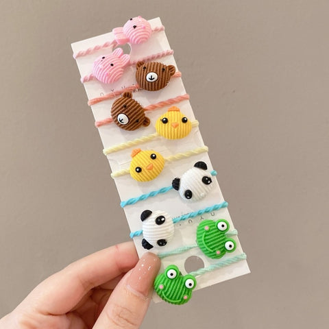 10pcs /Set Children Lovely Hair Bands Ring Baby Small Unbreakable Hair Headband, Flowers 1, Avocado, Fruits And Vegetables, Flowers 2, Colorful Eight Petal Flowers, Pink Candy, Frog Animals, Ice Cream, Watermelon Fruits, Transparent Daisies, Cream Colo...