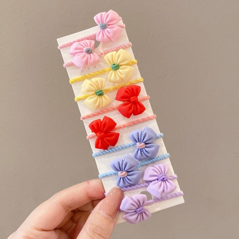 10pcs /Set Children Lovely Hair Bands Ring Baby Small Unbreakable Hair Headband, Flowers 1, Avocado, Fruits And Vegetables, Flowers 2, Colorful Eight Petal Flowers, Pink Candy, Frog Animals, Ice Cream, Watermelon Fruits, Transparent Daisies, Cream Colo...