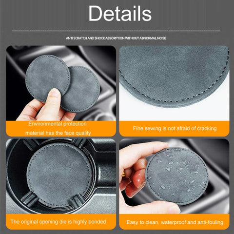 2pcs/ Set Car Suede Anti-Slip Water Coaster Car Interior Decoration