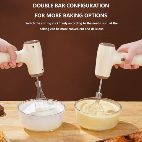 Wireless Mini Handheld Multi-Function Electric Stirring Mixer, Single Stick Khaki, Single Stick Beige, Double Stick Khaki, Double Stick Beige