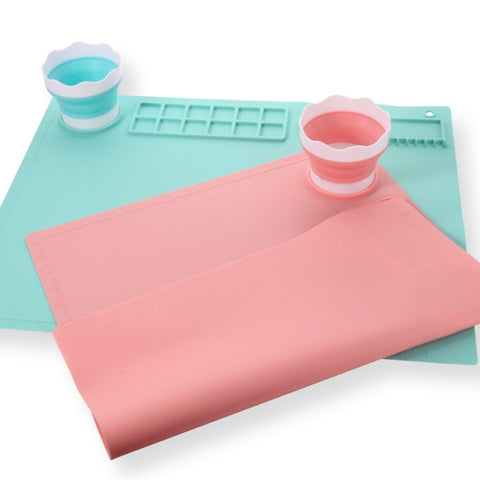50x40cm Silicone Double Bowl Painting Pad Graffiti Oil Painting Mat Erasable and Washable Silicone Pad