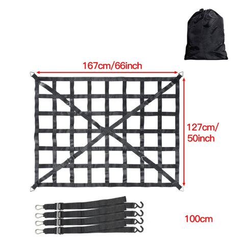 Truck Bed Cargo Net Pickup Bed Netting Strap, 127x106cm, 167x127cm, 208x127cm