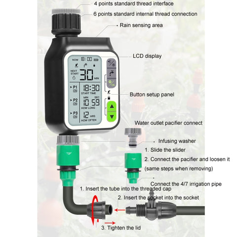 NADSTER Garden Screen Timed Automatic Rain Sensor Flower Waterer, Single Outlet, Dual Outlet
