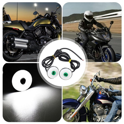2pcs 23mm Motorcycle Eagle Eye Light Reverse Rearview Mirror Spotlight